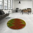 thumbnail image 3 of Ahgly Company Indoor Round Patterned Dark Yellow Green Area Rugs, 3' Round, 3 of 6