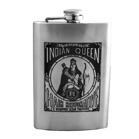 8oz Indian Queen Flask Laser Engraved