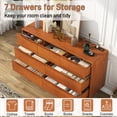 thumbnail image 2 of ChVans 7 Drawer Dresser with Power Outlets, Solid Wood Dresser for Bedroom, Mid-Century Modern Closet Dresser w/ Groove Handle for Living Room Hallway Entryway, 2 of 12