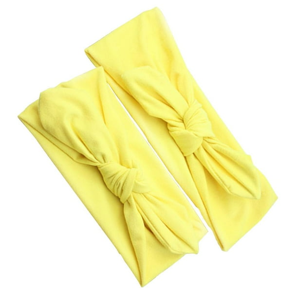 Diademas elásticas con lazo grande para bebés y niños pequeños, lindas diademas con turbante Amarillo