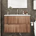 thumbnail image 5 of Erinnyees 30" Natural Floating Bathroom Vanity Cabinet - Features Wall-Mounted Design, Ceramic Sink, and 2 Fluted Drawers with Concealed Handles, 5 of 9