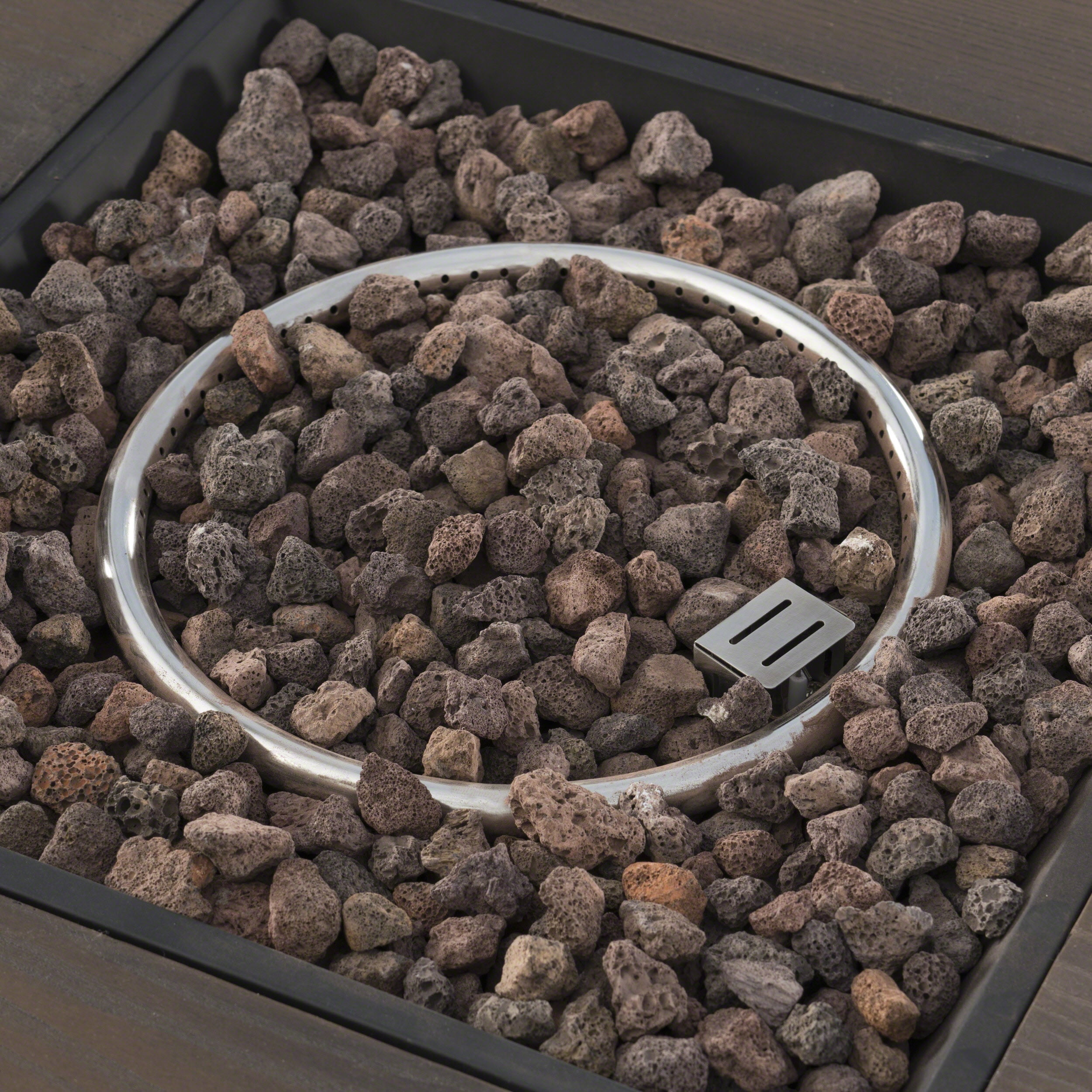 Colby Outdoor Square Gas Fire Pit, Brown Wood Pattern