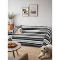thumbnail image 6 of Boho Black Stripe Couch Cover for 2 Cushion Sofa, Abstract Geometric White Minimalist Washable Loveseat Sofa Covers Slipcover for Sectional Sofas L-Shaped, Couch Throw Cover 71"x118", 6 of 9