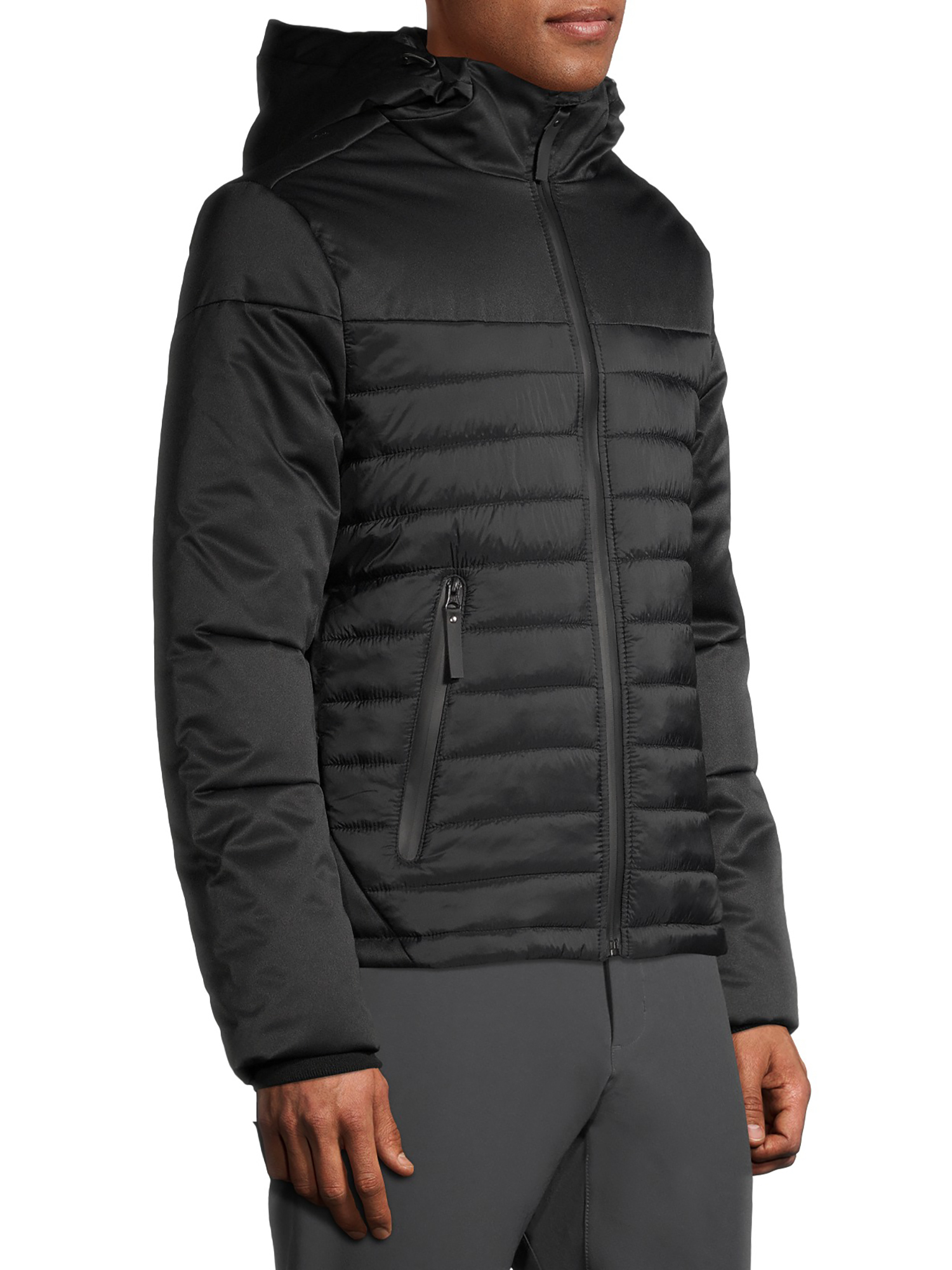 Swiss Tech Men's Hooded Softshell Quilted Mixed Media Jacket - image 3 of 7