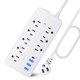 thumbnail image 2 of Protector contra sobretensiones para tira de alimentación con 8 salidas, 4 puertos USB y cable de alimentación de 4 pies, reutilizable, duradero, seguro, protector contra sobretensiones, salida de pro, 2 of 11
