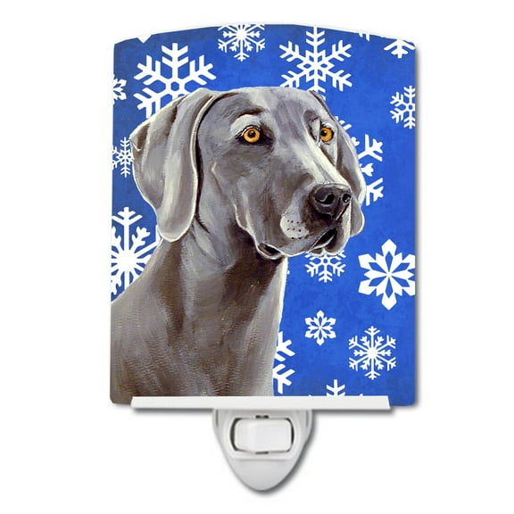 Caroline's Treasures LH9296CNL Weimaraner Winter Snowflakes Holiday Ceramic Night Light, 6x4x3", multicolor