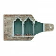 thumbnail image 1 of Venice Cutting Board, Traditional Gothic Style Windows with Flower Pots on Brick Wall, Decorative Tempered Glass Cutting and Serving Board, Wine Bottle Shape, Pale Brown White Blue, by Ambesonne, 1 of 1