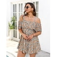 thumbnail image 2 of a.Jesdani Women Plus Size One piece Swimsuits Tummy Control Two Piece Bathing Suit Off Shoulder Ruffled Flounce Swimdress with Shorts Orange 1X, 2 of 12
