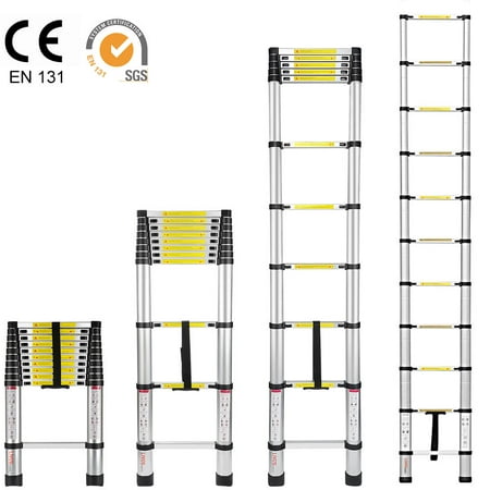 10.5 Ft Portable Aluminum Telescoping Extension Ladder, EN131 Standard ...