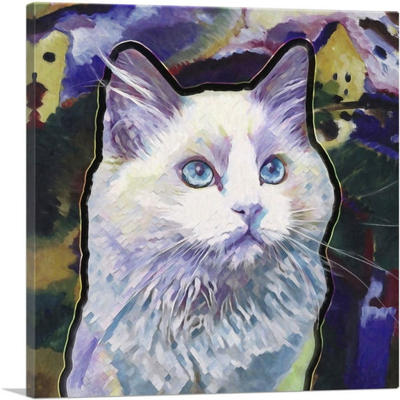 ARTCANVAS Ojos Azules Cat Breed Violet Canvas Art Print - Size: 18" x 18" (0.75" Deep)