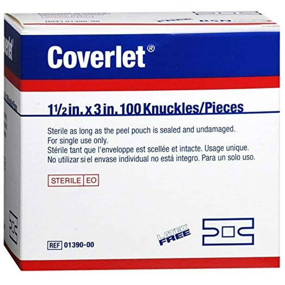 Dealmed Fabric Knuckle Bandages – Sterile, 1.5" X 3", Box Of 100, Flexible & Breathable For Joints