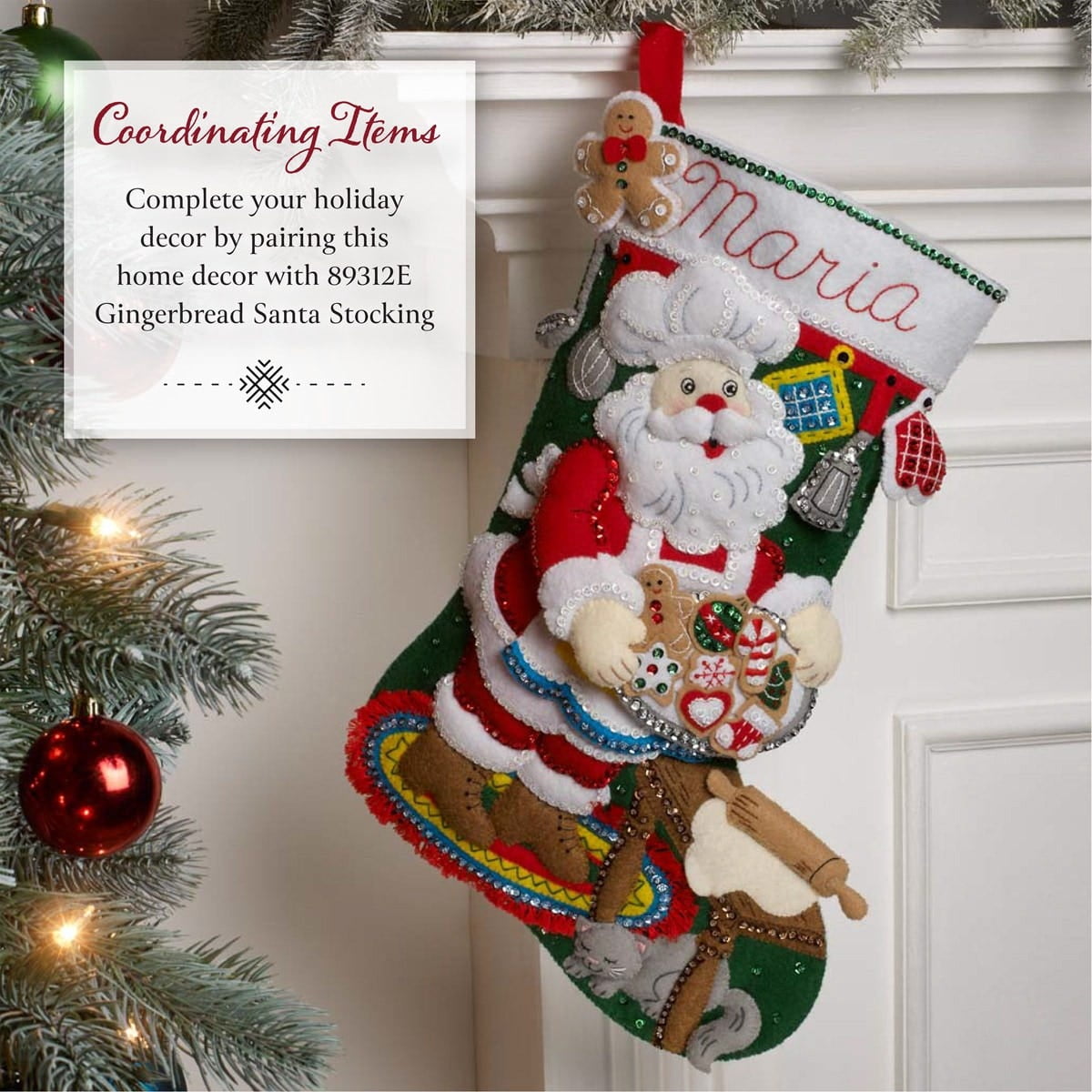 Bucilla Baking up Cheer 7.5 x 13 x 7 in Felt Applique Wall Hanging Kit
