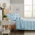 thumbnail image 3 of Great Bay Home Curtain Stripe Reversible Reversible Quilt Set With Shams  (Full / Queen, Blue), 3 of 7