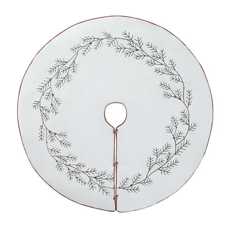 My Texas House Conroe Multi Embroidered Mistletoe Christmas Tree Skirt, 52"