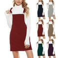 thumbnail image 2 of Lovskoo Women's Cute Corduroy Overall Bib Dress Pinafore Buckle Suspender Skirt Jumper Dress with Pockets Red S, 2 of 7