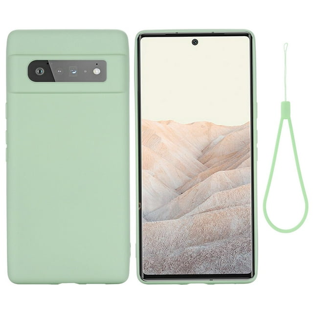 MasteelfCA Liquid Silicone Mobile Phone Case with Wrist Strap Compatible with Pixel 6 Pro