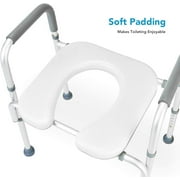 OasisSpace Stand Alone Raised Toilet Seat 300lbs - Heavy Duty Medical Raised Homecare Commode and Safety Frame, Height Adjustable Legs, Bathroom Assist Frame for Elderly, Handicap, Disabled