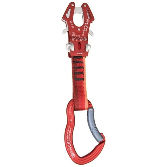 Kong Frog Quickdraw - 12cm Climbing Connector - Yellow/Black - Aluminum Alloy - Automatic Closure - Stick Clipping Tool - Rock Climbing Gear