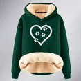 thumbnail image 3 of Women's Hoodies Sweatshirts Cozy Thickened Long Sleeve Hooded Pullover with Cute Dog Cat Heart Pattern for Everyday Comfort Green 5XL, 3 of 3