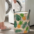 thumbnail image 5 of Fuzoiu Pineapples Palm Leaves Print Circular Hamper,Laundry Basket with Handle,Collapsible Laundry,Dirty Clothes Storage Basket,for Bedroom Bathroom Dorm Living Room-, 5 of 6