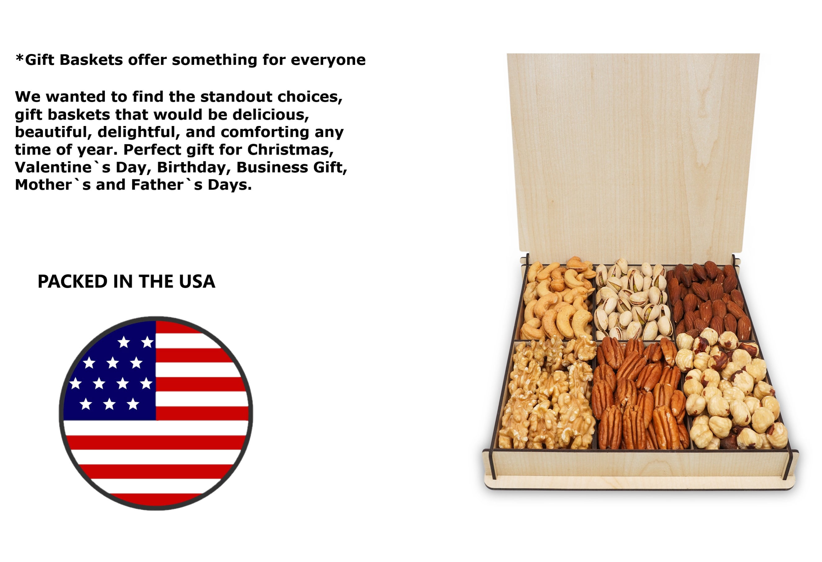 Christmas Nut Gift Baskets, Food Box, Healthy Fresh Food, Assorted Holiday, Secret Garden's