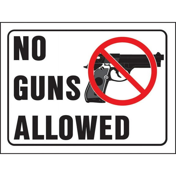 Hy-Ko Plastic Sign No Guns Allowed LED - 12" x 9" White Polystyrene