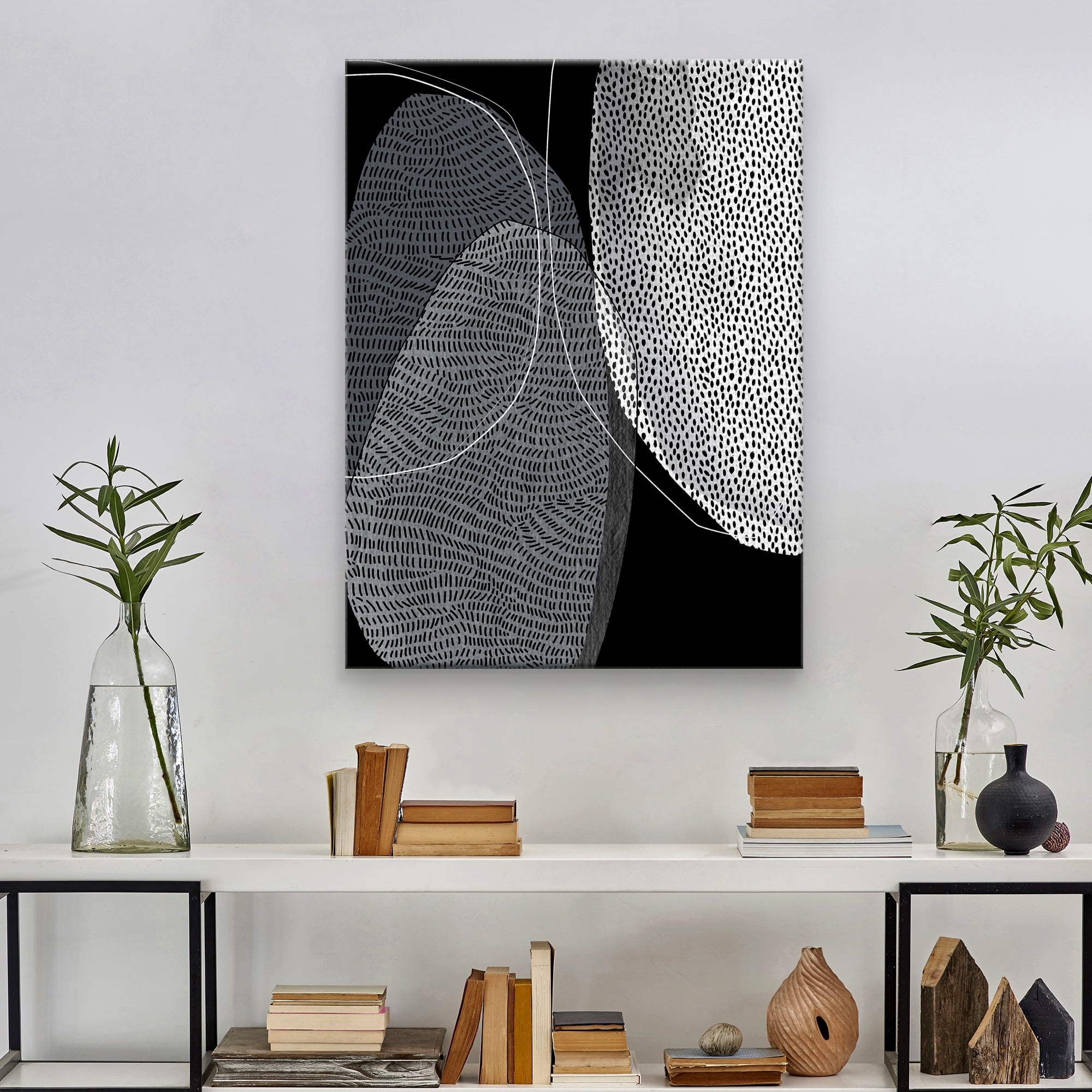 Masterpiece Art Gallery Strategy In Motion Black & White Abstract By Belle Maison Canvas Art Print 30" x 40"