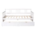 thumbnail image 4 of Twin Size Wooded Daybed With 2 Drawers And 3 Side Guardrail Wooden Slats Support Bed Frame For Living Room Bedroom, 4 of 9