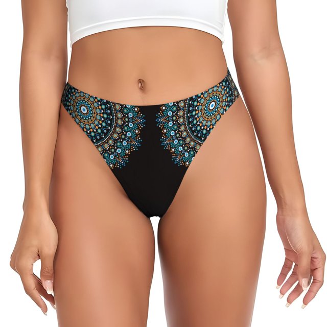 Fotbe Mandala Tanga Sin Costuras para Mujer con Estampado – Panties Invisibles, Transpirables y Cómodos para Uso Diario-Small