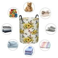 thumbnail image 4 of Gukieu Bird Sunflowers Print Round Dirty Clothes Bag, Waterproof Standing Home Bathroom Storage Basket Car Trunk Storage Bag-Small, 4 of 6