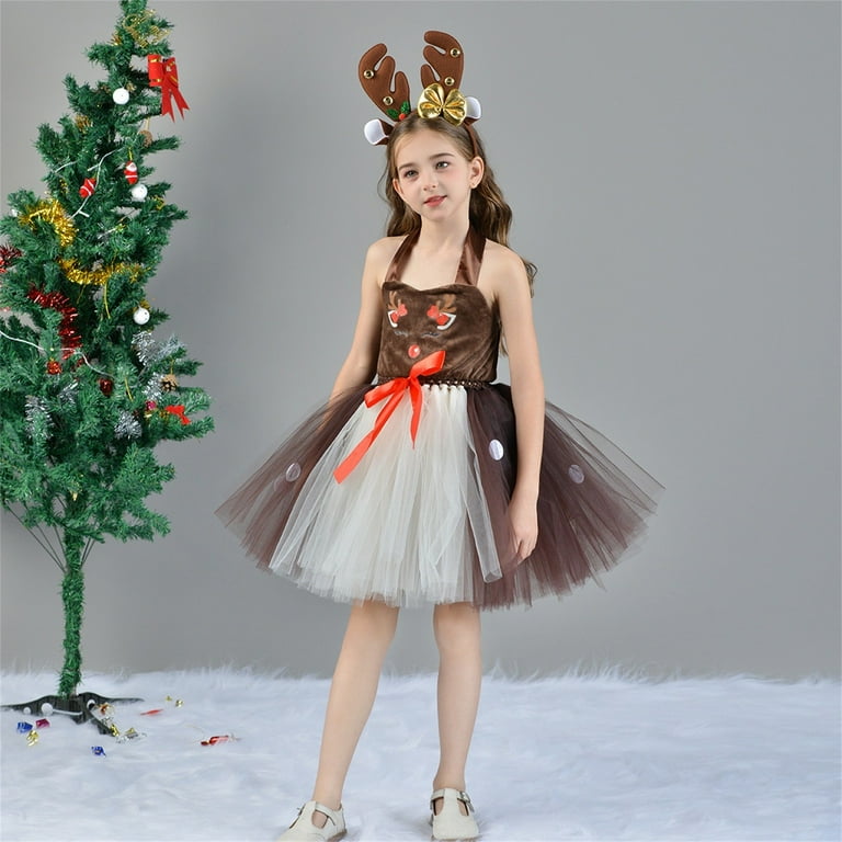 Mercatoo Girls Christmas Cute Deer Puffy Dress Stage Performance Dresses -  Walmart.com