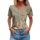 thumbnail image 1 of Camisetas de Manga Corta para las Mujeres a Cuadros Impreso Botón Casual Camiseta, Camisetas de Mujer Casual para Primavera Verano, 1 of 4