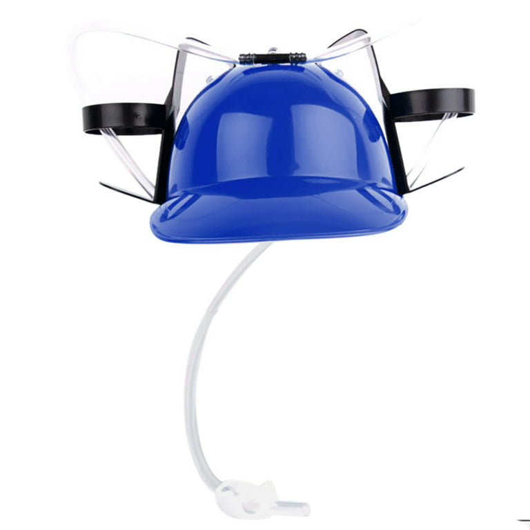 Novelty Place Drinking Helmet - Adjustable Can Holder Cap Drinker Favor Hat  - Straw for Beer Soda - Party Fun Beverage Gadgets(Blue)