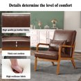 thumbnail image 3 of Modern Accent Chair,PU Leather Arm Chair with Solid Wood Frame & Soft Cushion,Reading Chairs for Living Room, Bedroom, Balcony, Lounge Chair Indoor, Brown, 3 of 8