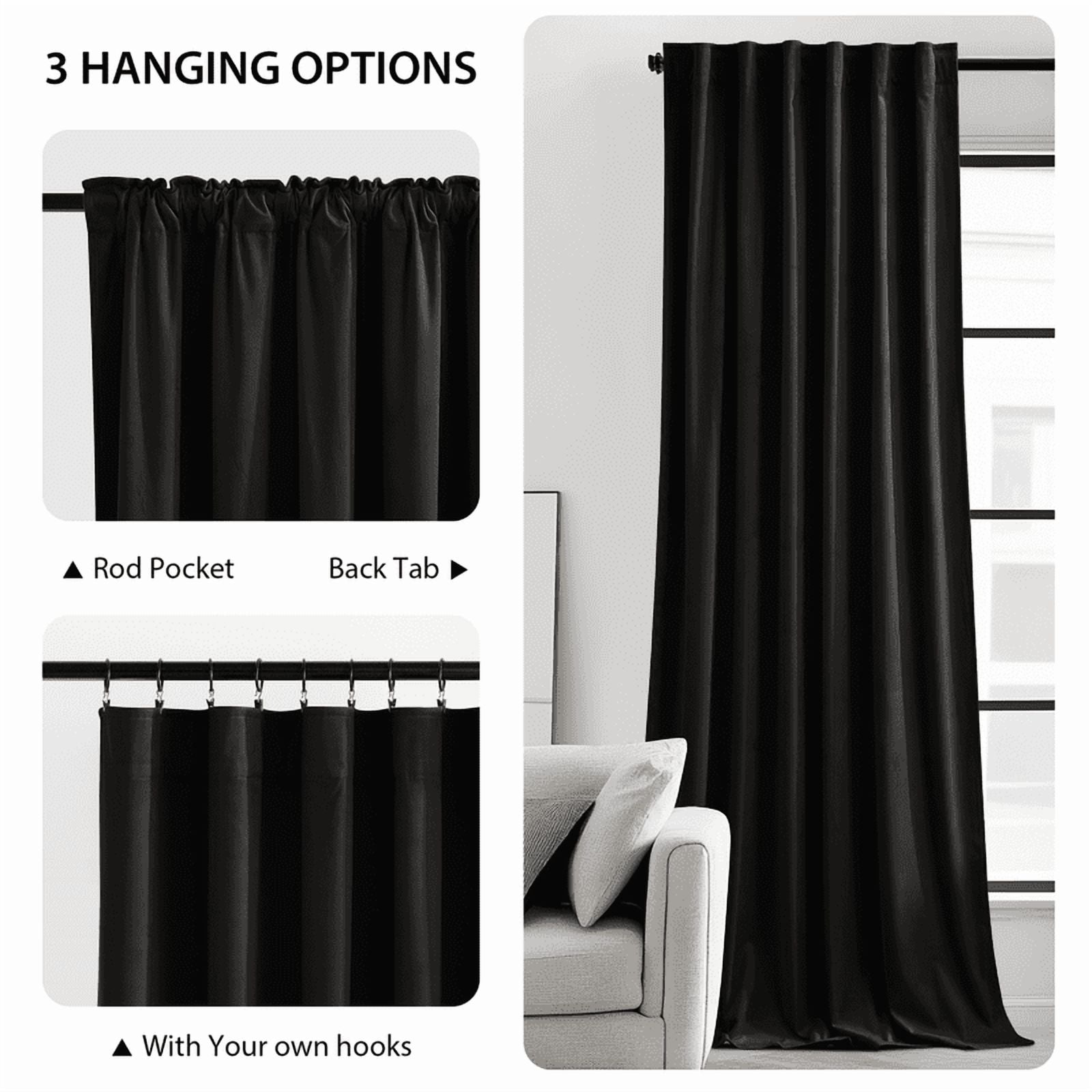 NICETOWN Black Velvet Curtains for Bedroom, Blackout Velvet Curtains Thermal Insulated Sun Light Blocking Drapes Retro Back Tab Soft Velvet Drapes, 52"x108", 2 Panels