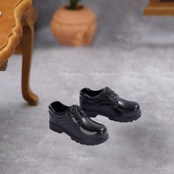 Zapatos para figuras a escala 1/6 Hugo para figuras de acción de 12 Pulgadas negro