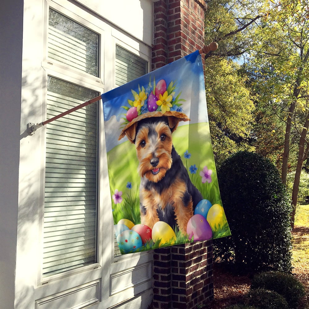 Welsh Terrier Easter Egg Hunt House Flag 28 in x 40 in