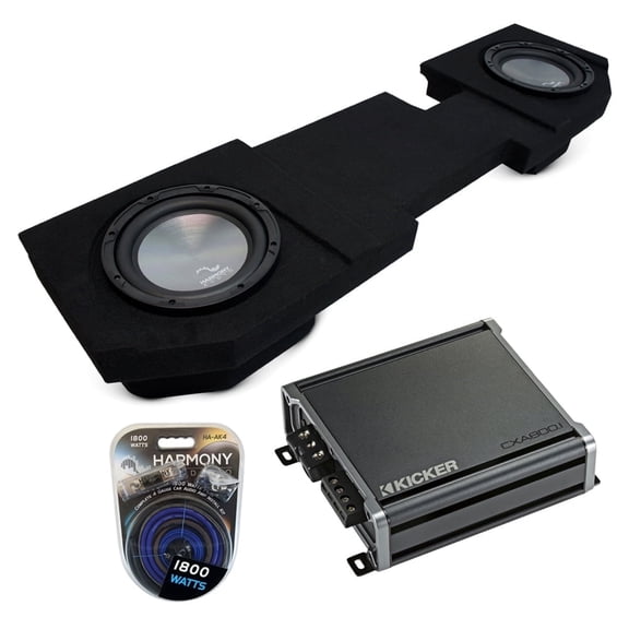 2002 - 2018 Fits Dodge Ram Quad or Crew Harmony A102 Dual 10" Sub Box & CXA800.1