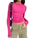 thumbnail image 4 of Gibobby Blusa Manga Larga Mujer Camiseta corta de manga larga con cuello redondo para mujer（Rosa， XS), 4 of 5