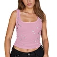 thumbnail image 2 of Lixiuxyad Women's Camisole Summer Camisole Top With Beaded Neckline Elegant Sleeveless Tank For Casual Wear And Layering,Pink, 2 of 6