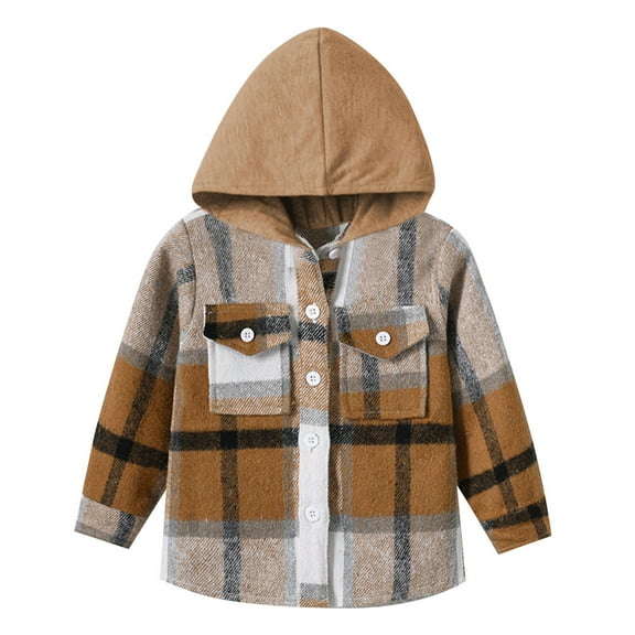 Ketyyh-chn99 Toddler Jackets for Girls Toddler Kids Plaid Shacket Jacket Kids Baseball Jacket Long Sleeve Letterman Varsity Jackets for Boys and Girls Buttons Coat Size for 2-3 Years,D