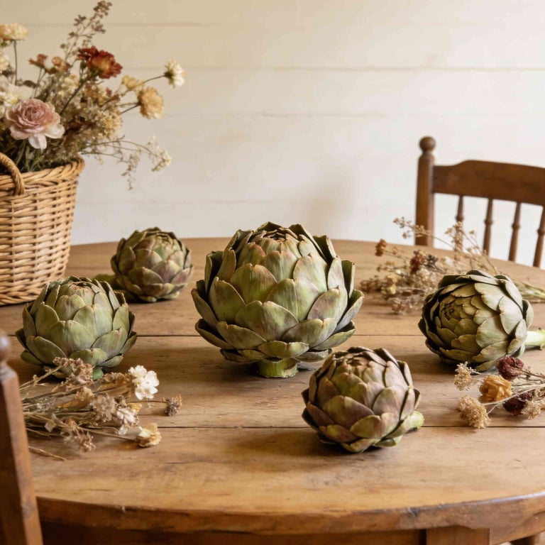 Trianu 3Pcs Large Faux Artichokes Decoration, 4.33