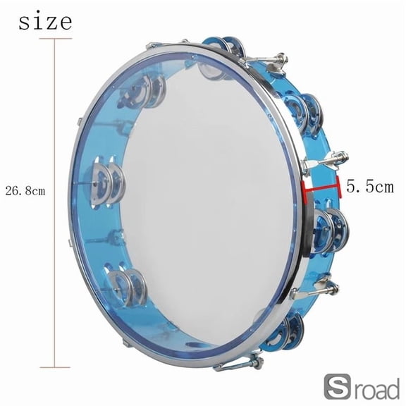 10 Inch Self-Tuning Tambourine, Professional Grade Hand Drum With Double-Row Jingles, ABS & Metal Frame Percussion Instrument For Adults Kids Church Band