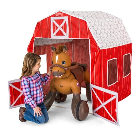 Rideamals Barn Play Tent by Kid Trax, easy assembly, red / white, pretend play