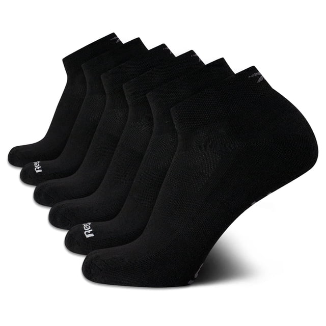 Calcetines Reebok para hombre, tipo quarter, paquete de 6, negros, con tecnología de absorción de humedad