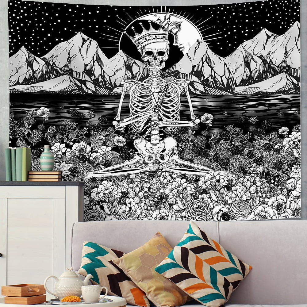 Punk Skull Printed Wall Hanging Tapestry Floor Carpet Bedspread Beach Matte