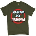 thumbnail image 1 of Tee Hunt No Means Ask Grandma T-shirt Granny Mother's Day Funny Mimi Nana Men's Tee, Military Green, 5X-Large, 1 of 5