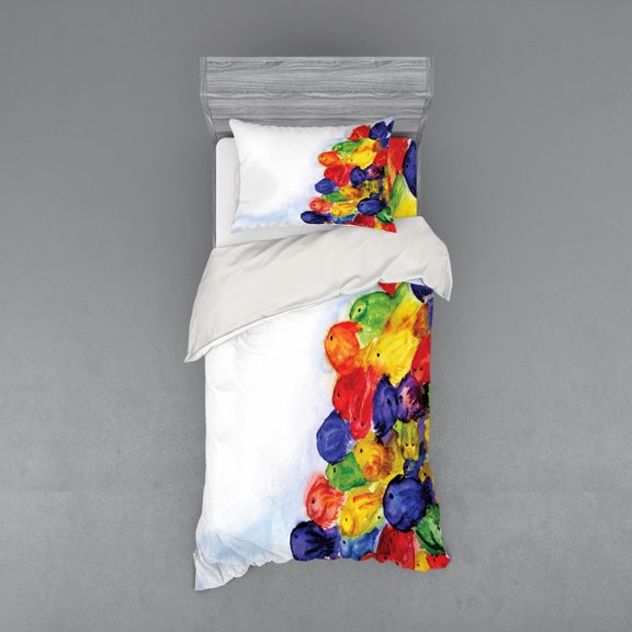 Ambesonne Fish Bedding Set 3 Pcs, Watercolor, Twin, Multicolor