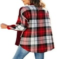thumbnail image 2 of Women Plaid Jacket Long Sleeve Turn-down Collar Button Closure Tops Outwear, 2 of 6