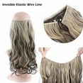 thumbnail image 4 of Benehair Invisible Hair Extensions Secret Hidden Wire in One Piece Real Long Thick Synthetic Hair 100% Natural Straight Curly Headband Extensions for Women 20" dark brown & ash blonde, 4 of 11